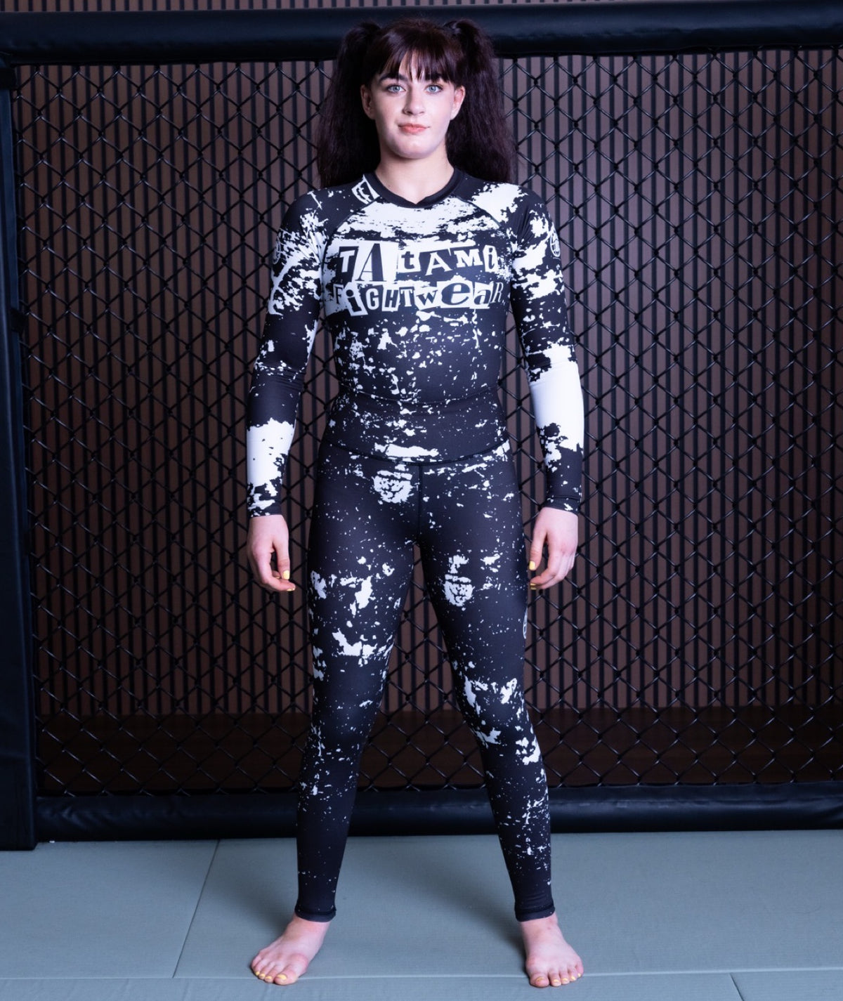 Ladies Helena Punk Leggings - Black & White