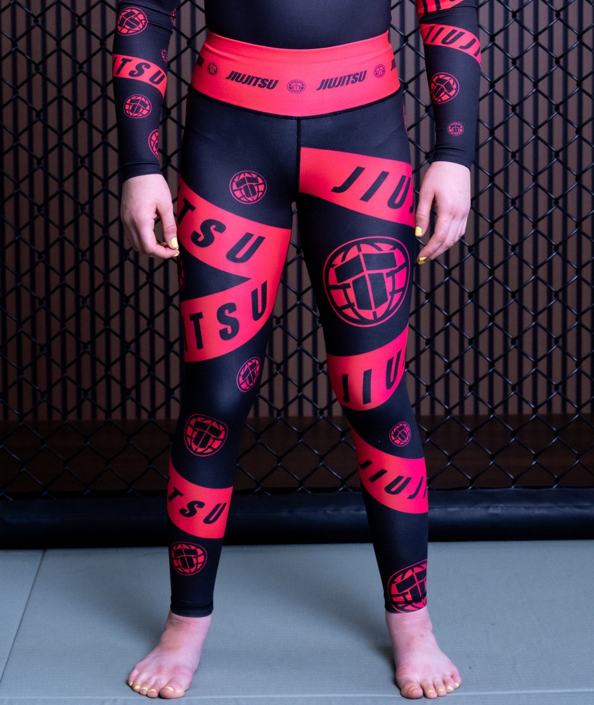 Ladies Helena Taped Leggings - Black & Pink