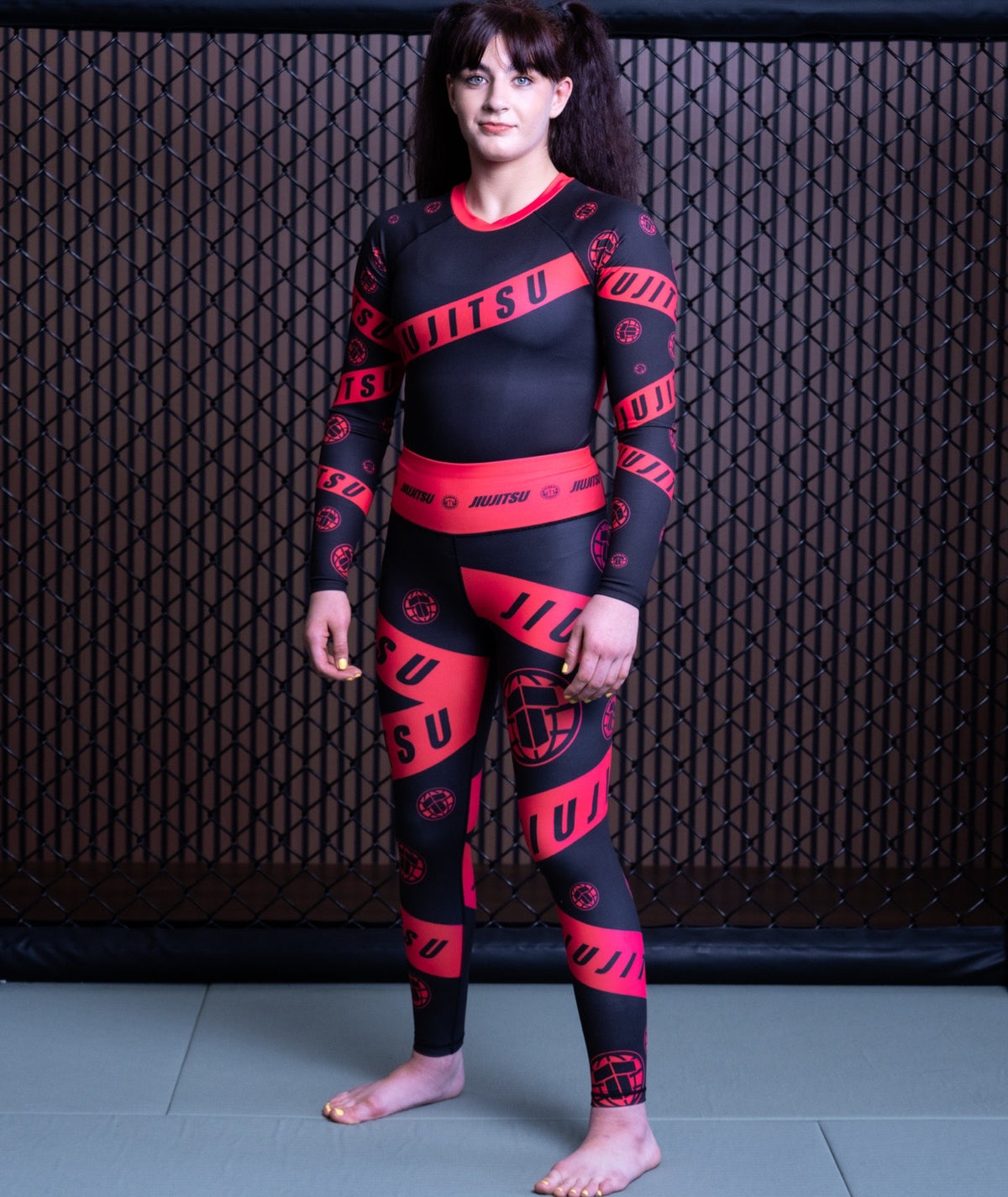 Ladies Helena Taped Leggings - Black & Pink
