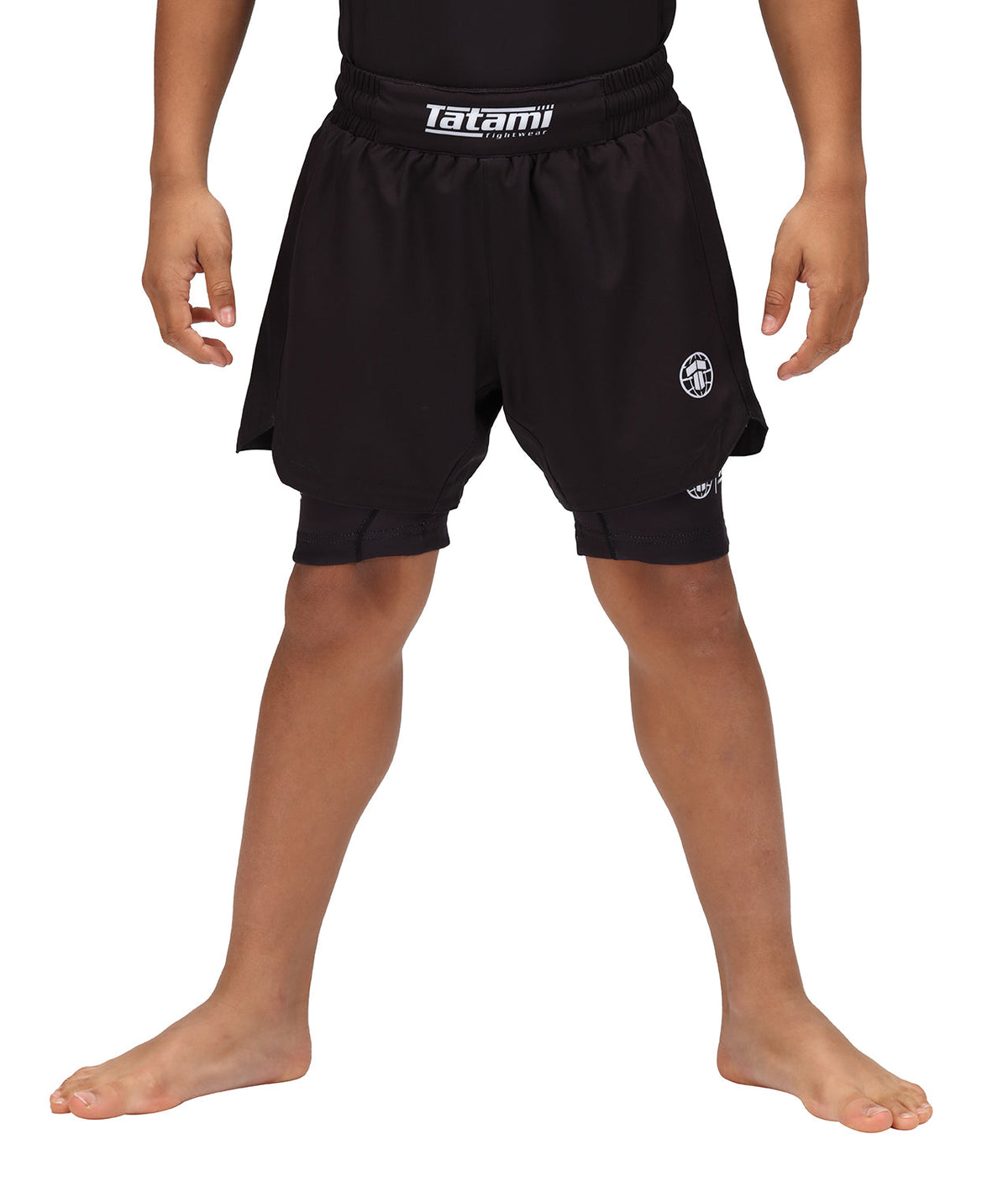 Kids Dual Layer Grappling Shorts - Black