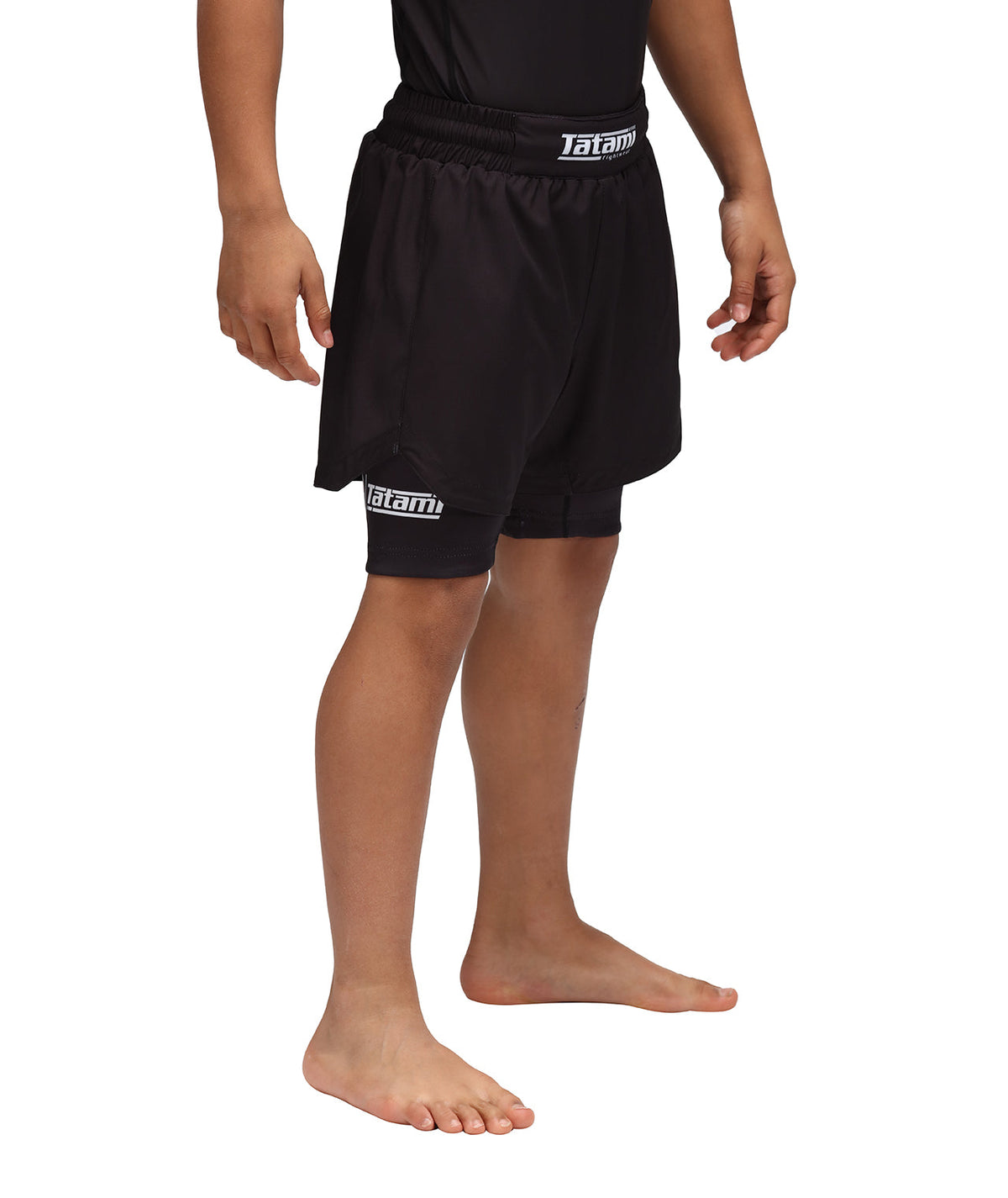 Kids Dual Layer Grappling Shorts - Black