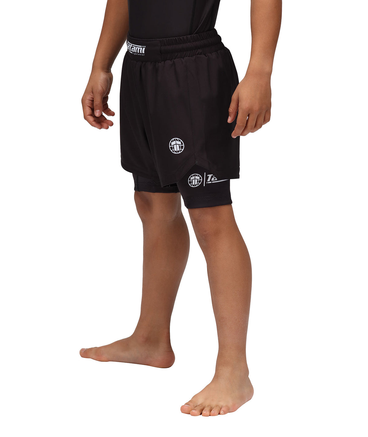 Kids Dual Layer Grappling Shorts - Black