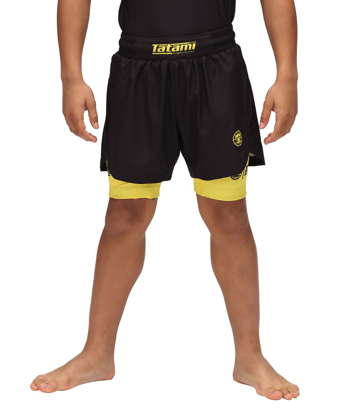 Kids Dual Layer Grappling Shorts - Yellow