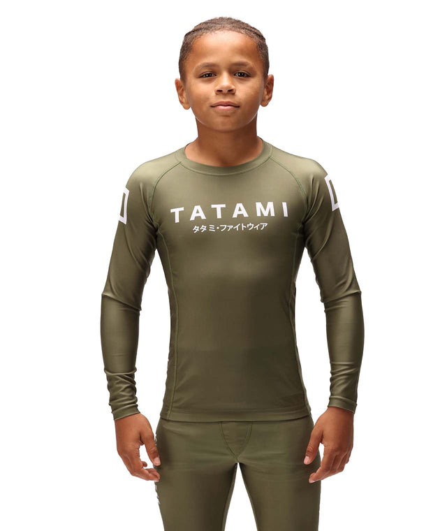 Image of Tatami Fightwear Kids Katakana Long Sleeve Rash Guard - Khaki