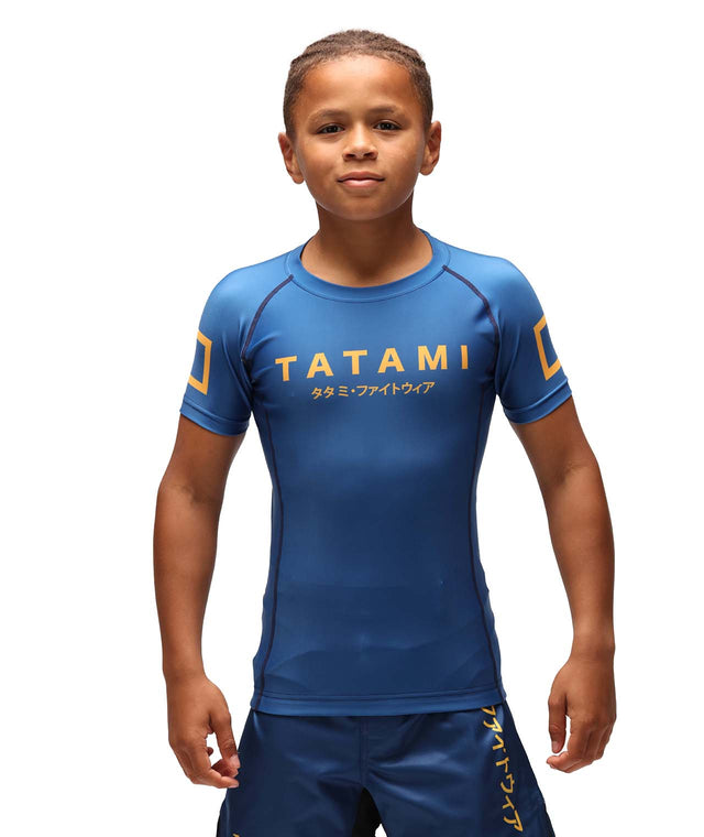 Image of Tatami Fightwear Kids Katakana Short Sleeve Rash Guard - Navy
