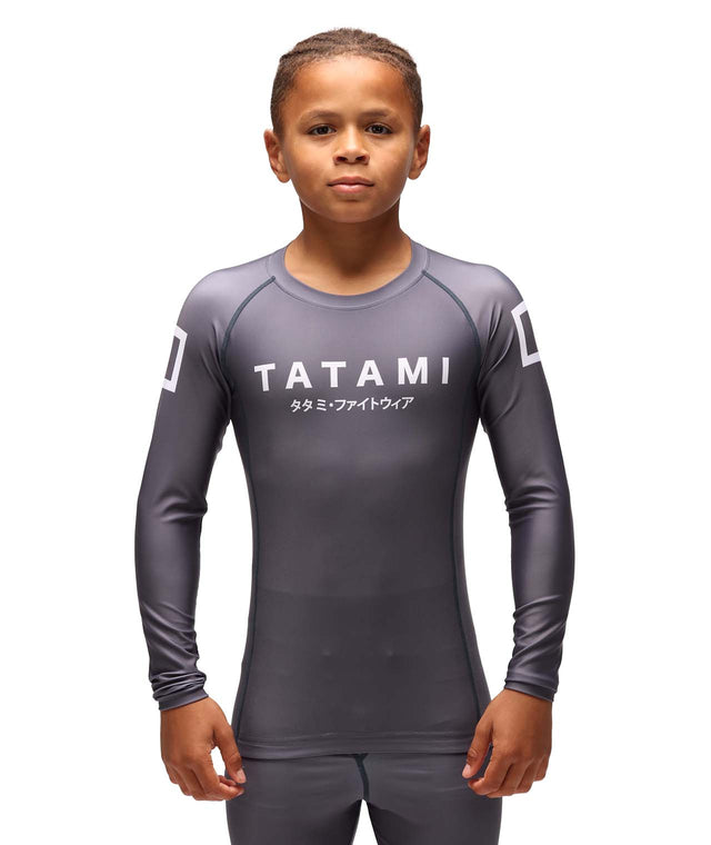 Image of Tatami Fightwear Kids Katakana Long Sleeve Rash Guard - Grey