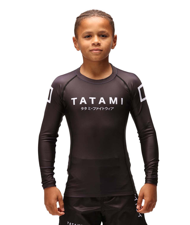 Image of Tatami Fightwear Kids Katakana Long Sleeve Rash Guard - Black