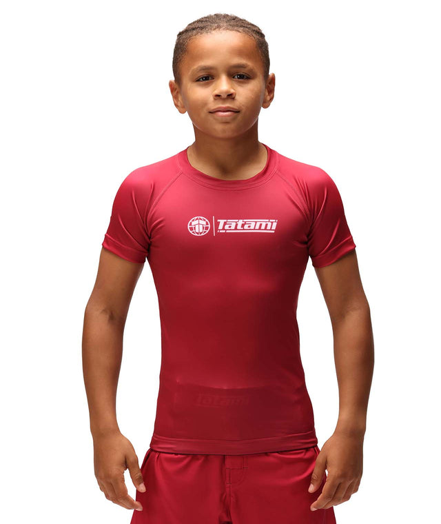 Image of Tatami Fightwear Kids Impact Short Sleeve Rash Guard - Ruby Red