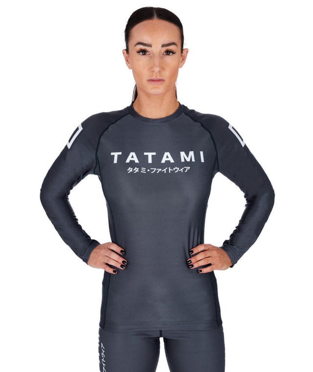 Image of Tatami Fightwear Ladies Katakana Long Sleeve Rash Guard - Grey