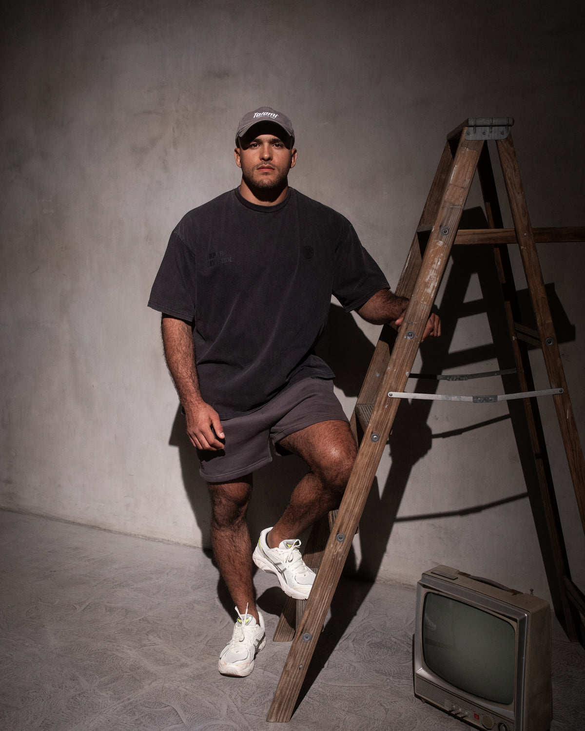 GRPLR Division Oversized Stone Washed T-Shirt - Grey