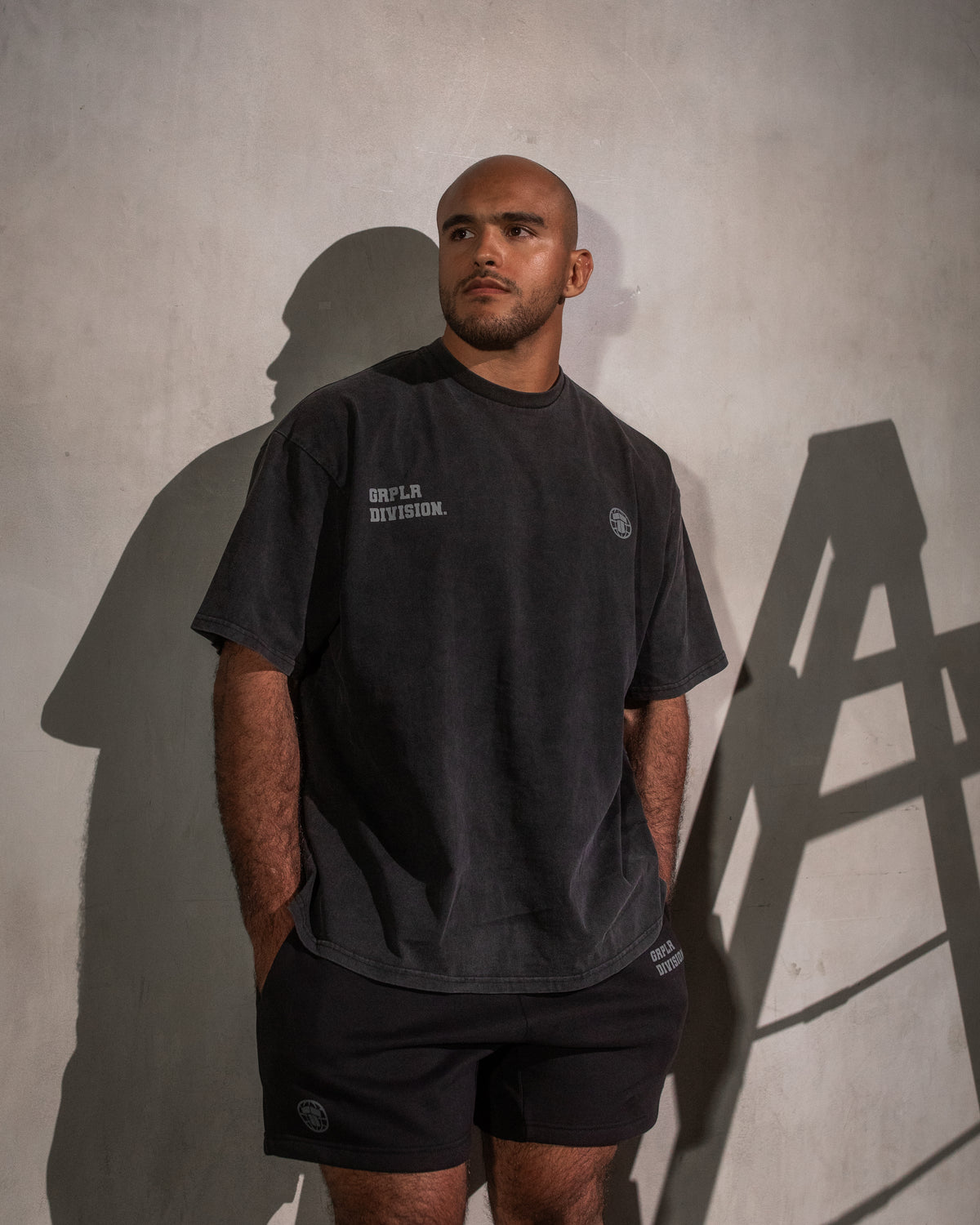 GRPLR Division Oversized Stone Washed T-Shirt - Black