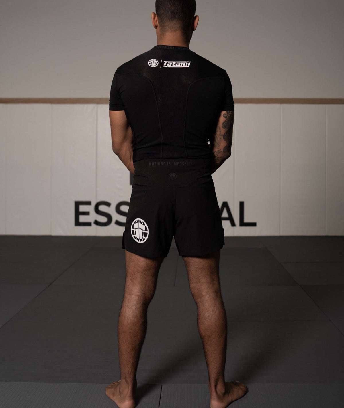 Tatami Pro Grappling Shorts - White on Black