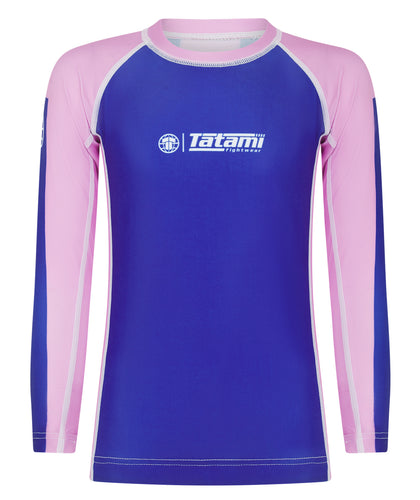 Kids Contrast Long Sleeve Rash Guard - Navy & Pink