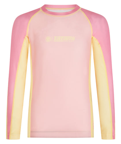 Kids Contrast Long Sleeve Rash Guard - Candy