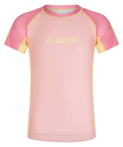 Kids Contrast Short Sleeve Rash Guard - Candy