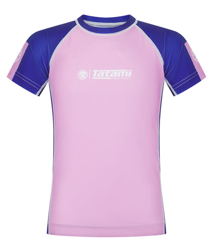 Kids Contrast Short Sleeve Rash Guard - Pink & Navy