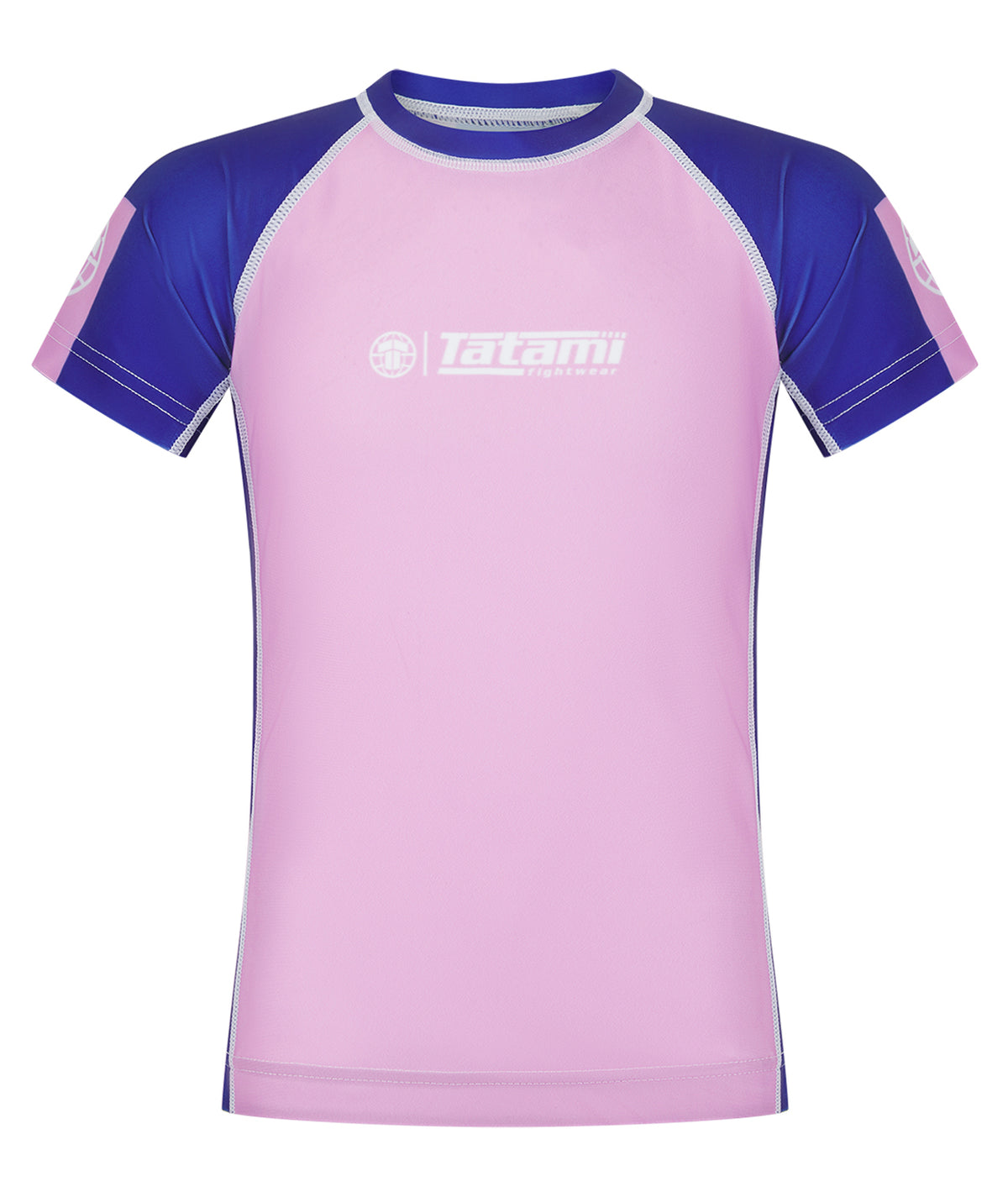 Kids Contrast Short Sleeve Rash Guard - Pink & Navy