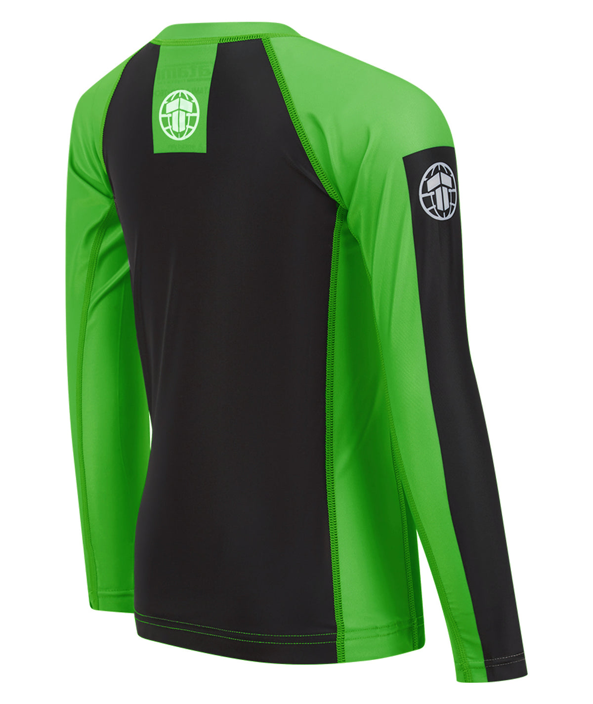 Kids IBJJF Ranked Long Sleeve Rash Guard - Green