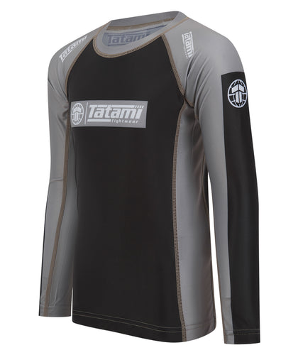 Kids IBJJF Ranked Long Sleeve Rash Guard - Grey