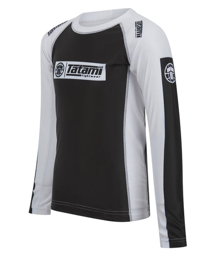 Kids IBJJF Ranked Long Sleeve Rash Guard - White
