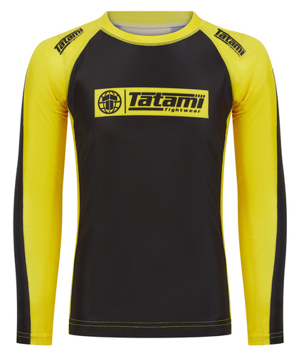 Kids IBJJF Ranked Long Sleeve Rash Guard - Yellow