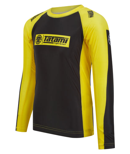 Kids IBJJF Ranked Long Sleeve Rash Guard - Yellow