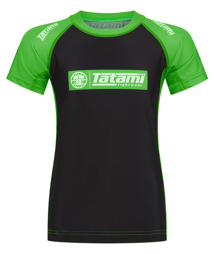 Kids IBJJF Ranked Short Sleeve Rash Guard - Green