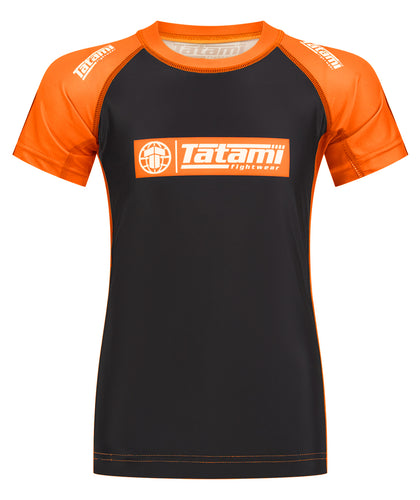 Kids IBJJF Ranked Short Sleeve Rash Guard - Orange