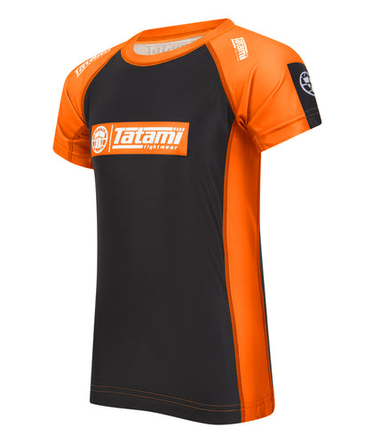 Kids IBJJF Ranked Short Sleeve Rash Guard - Orange