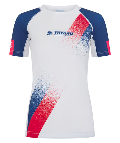 Ladies Abstract Rash Guard - White & Navy