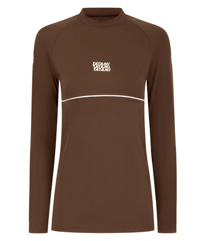 Ladies Contour Long Sleeve Rash Guard - Brown