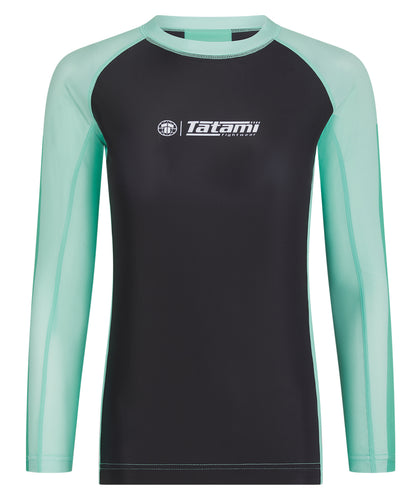 Ladies Contrast Long Sleeve Rash Guard - Mint & Black