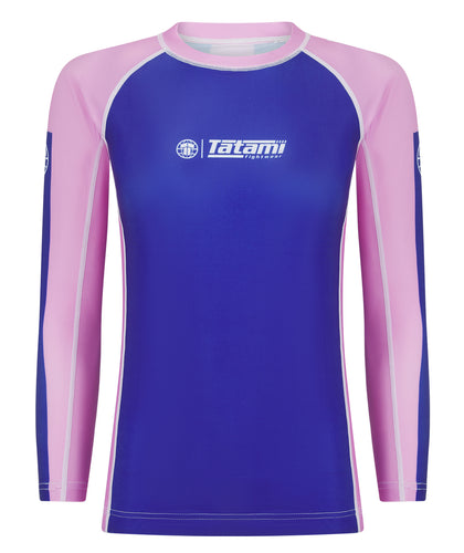 Ladies Contrast Long Sleeve Rash Guard - Navy & Pink