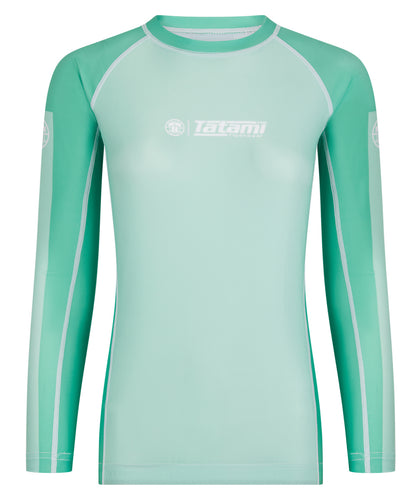 Ladies Contrast Long Sleeve Rash Guard - Mint & White