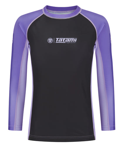 Ladies Contrast Long Sleeve Rash Guard - Purple & Black