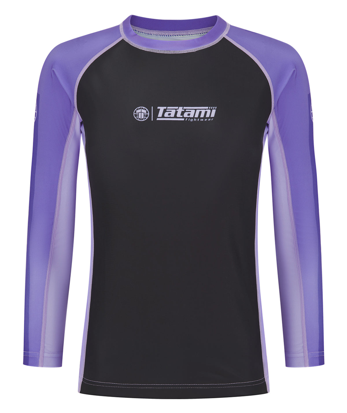 Ladies Contrast Long Sleeve Rash Guard - Purple & Black