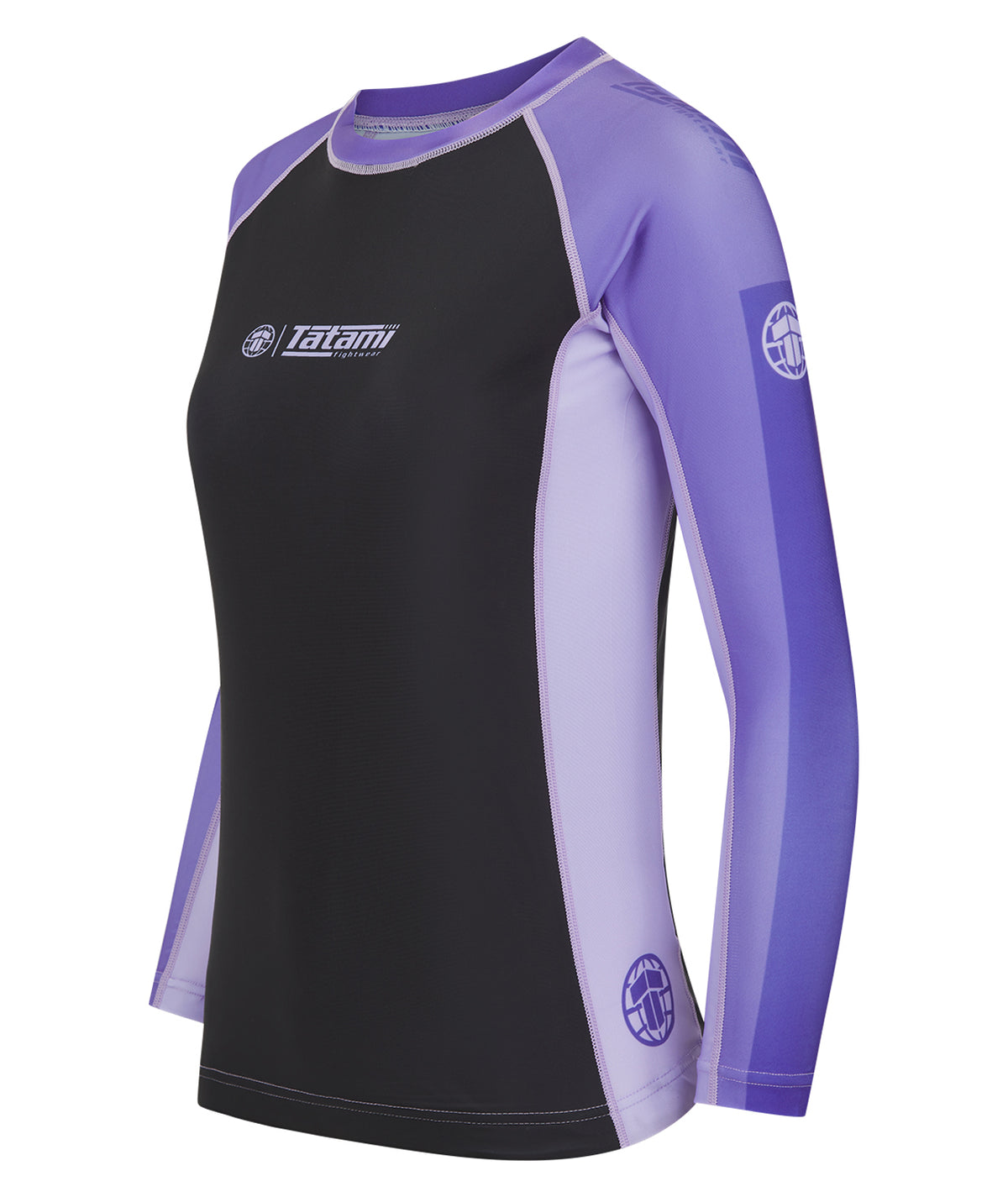 Ladies Contrast Long Sleeve Rash Guard - Purple & Black