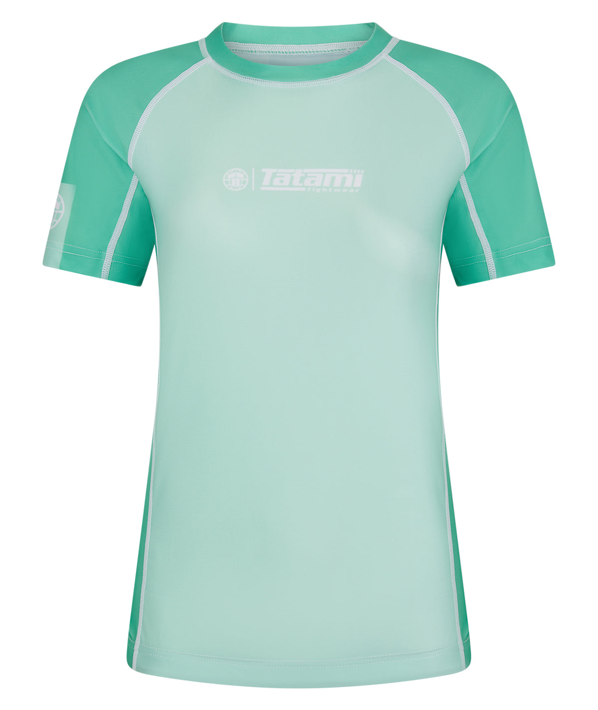 Ladies Contrast Short Sleeve Rash Guard - Mint & White