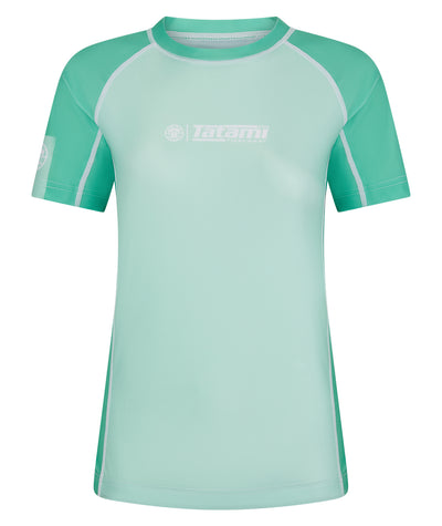 Ladies Contrast Short Sleeve Rash Guard - Mint & White
