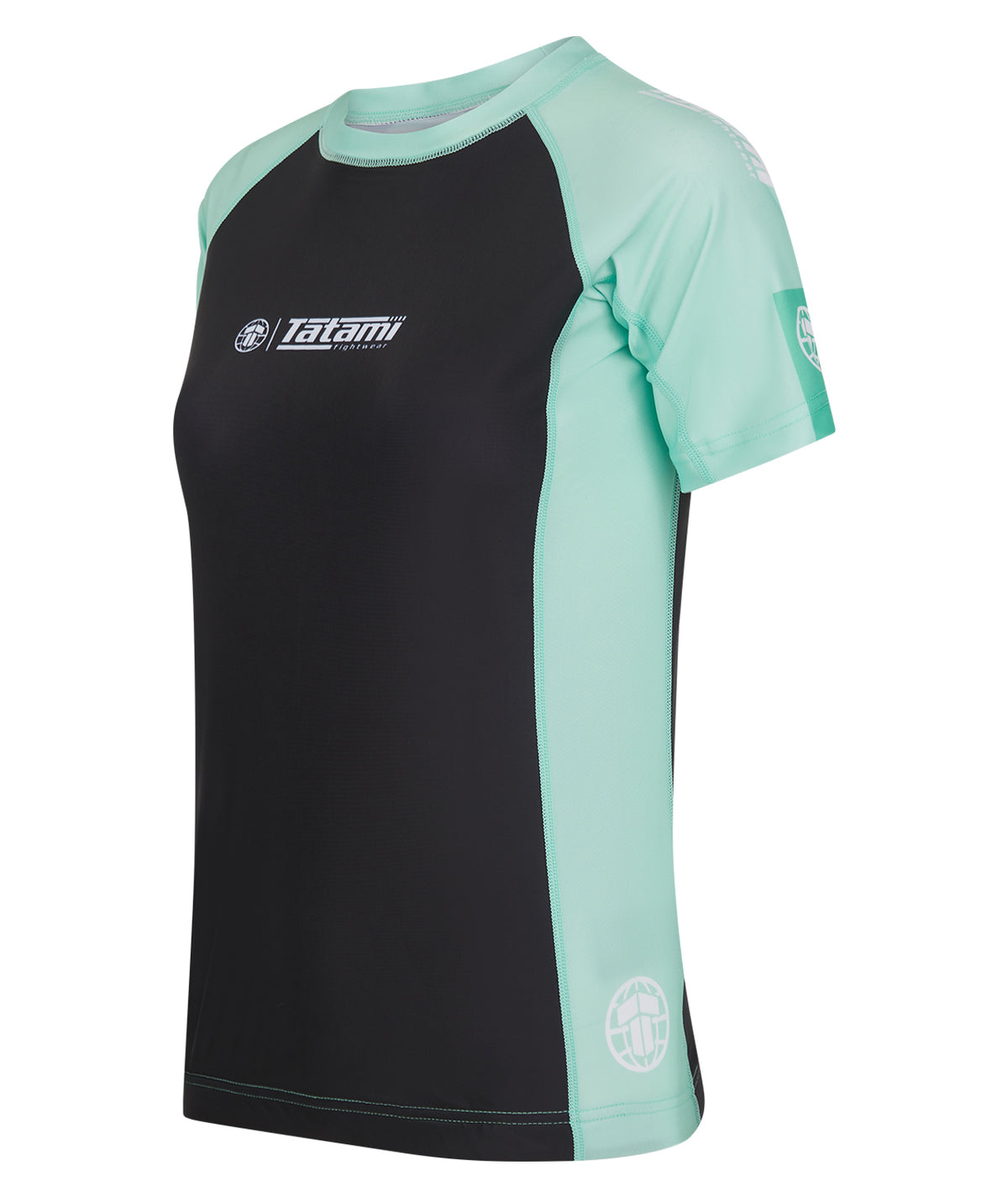 Ladies Contrast Short Sleeve Rash Guard - Mint & Black