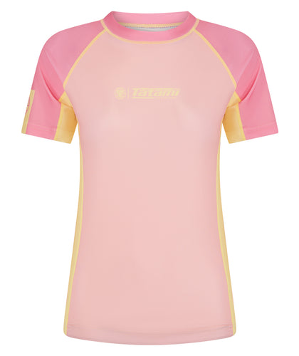 Ladies Contrast Short Sleeve Rash Guard - Candy