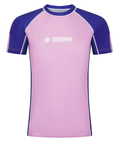 Ladies Contrast Short Sleeve Rash Guard - Pink & Navy