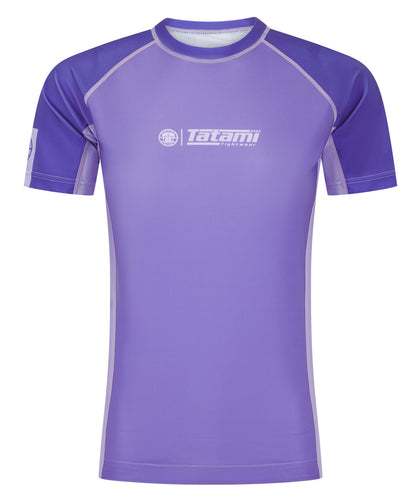 Ladies Contrast Short Sleeve Rash Guard - Purple
