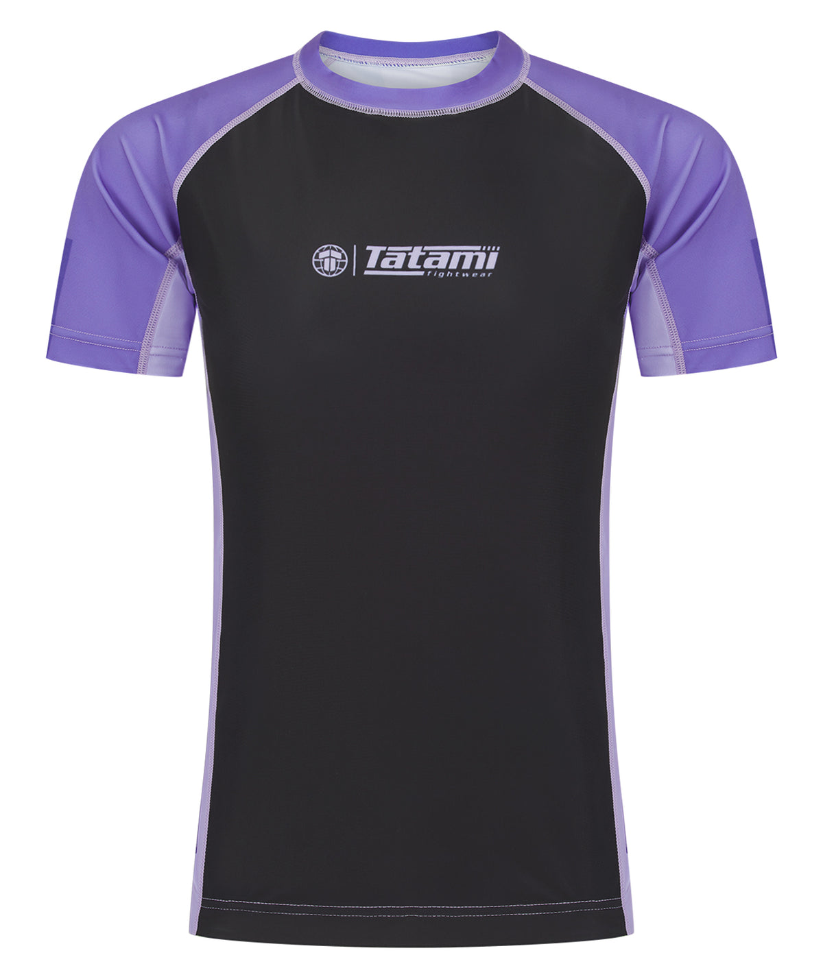 Ladies Contrast Short Sleeve Rash Guard - Purple & Black