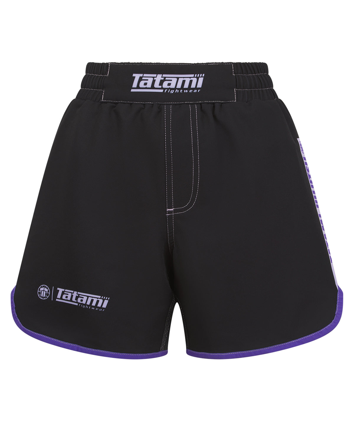 Ladies Contrast High Cut Shorts - Purple & Black
