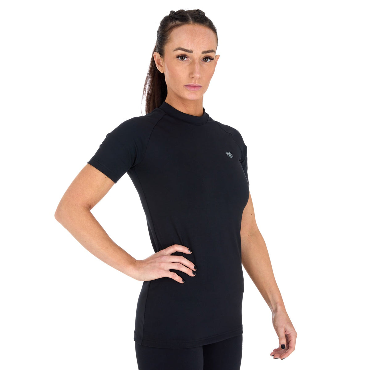 Ladies Fusion Short Sleeve Rash Guard - Black