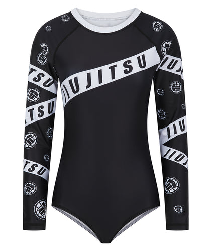 Ladies Helena Taped Leotard - Black & White
