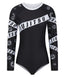 Ladies Helena Taped Leotard - Black & White
