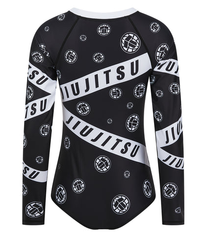 Ladies Helena Taped Leotard - Black & White