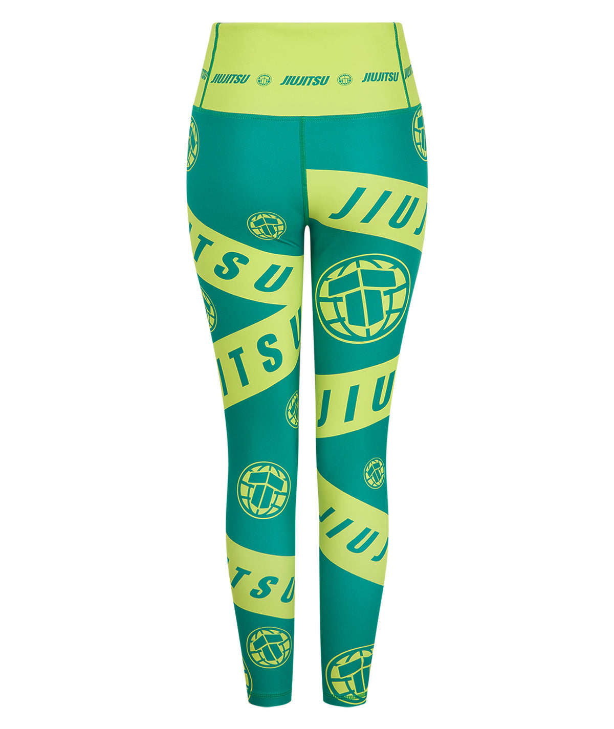 Ladies Helena Taped Leggings - Green & Yellow